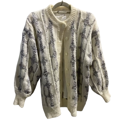 Vedo Verde Womens  Size L Button-down Cardigan Black  / Cream Mohair / Acrylic
