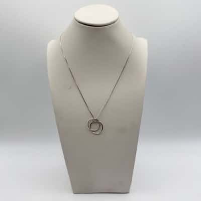 FNA 925 Italy Silver Interlocking Double Circle Necklace