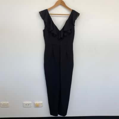 Keepsake the Label Black Sleeveless Ruffle Sleeve Jumpsuit  Size M 