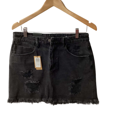 Thrills Womens Black  denim ripped skirt(a)