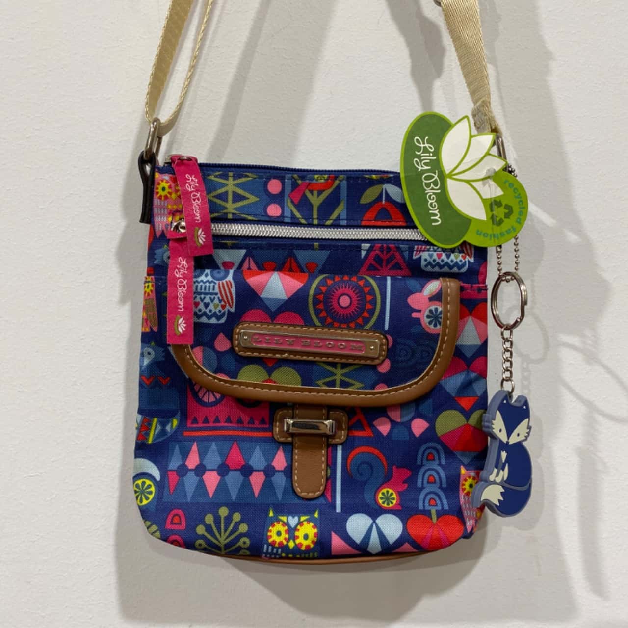 Womens Cross Body Bag Blue / Brown / Pink (s)