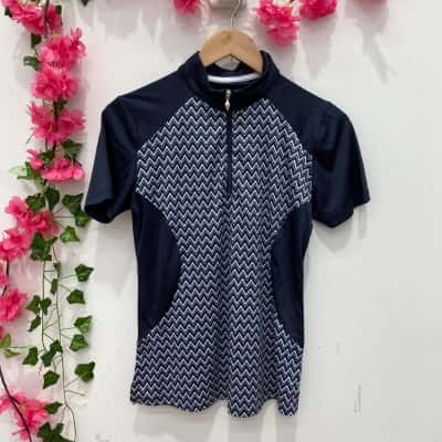 Sporte Leisure Womens Brooke Polo Shirt Size 8 Navy Blue / White 