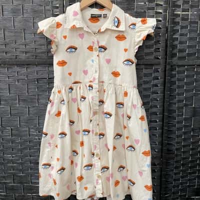 Rock Your Kid Kids  Size 10 Dress Cream / Pattern 