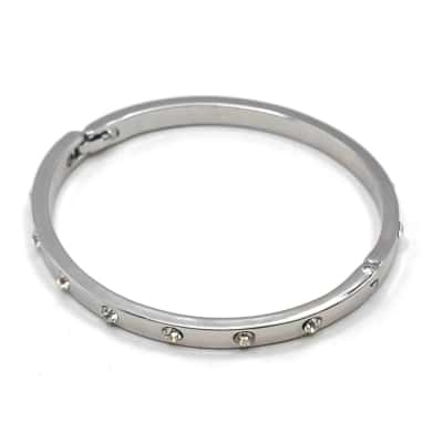 Perfectly Stylish Silver Look Bangle With C.Z. Stones 6cm Diameter