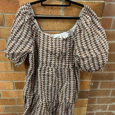 Seed Heritage Womens  Size 12 Mini Dress Brown / Pattern 