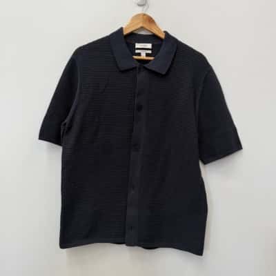 COS Textured Knitted Cotton Polo Shirt - Size S