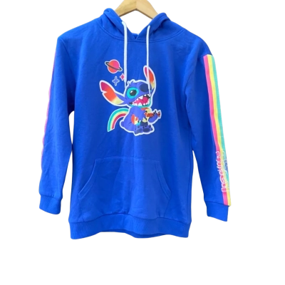Disney Lilo & Stitch Hoodie Stitch Blue Rainbow Size 14
