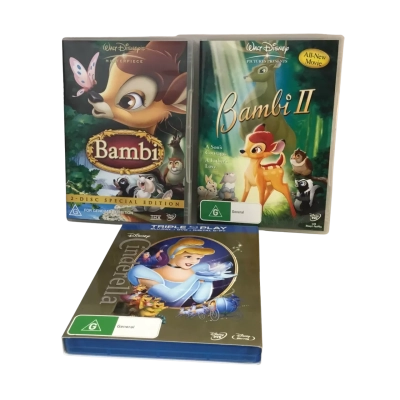 Walt Disney Bambi DVD’s and Cinderella as pictured