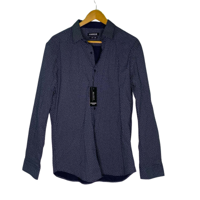 Connor Mens  Size L Business Shirt / Long Sleeve Shirt Blue / Grey / Pattern / White 