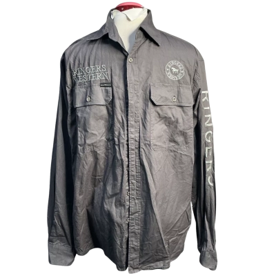 Ringers western Mens  Size S Long Sleeve Shirt Grey 