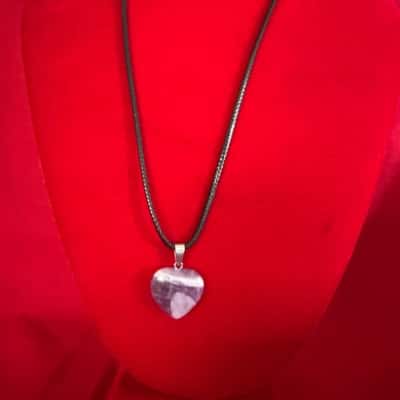  Women's Purple Polished Amethyst Gemstone Heart Pendant Necklace 