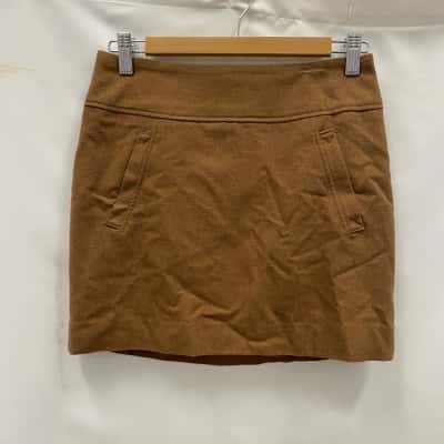 H&M Women's Wool Blend Skirt Size 34 / 4 Mini Skirt Brown 
