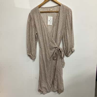  Women Palm Bay  Size L Casual Dress Beige / Floral dress (c)
