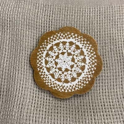  Womens Artisan Wooden Brooch with Painted Design