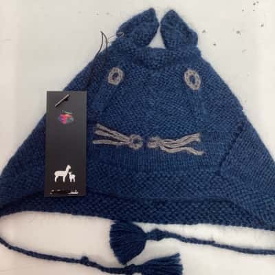 NEW - Eco Fashion Studio 100% SUPER-FINE ALPACA Women’s One Size KNITTED Beanie Navy Blue 