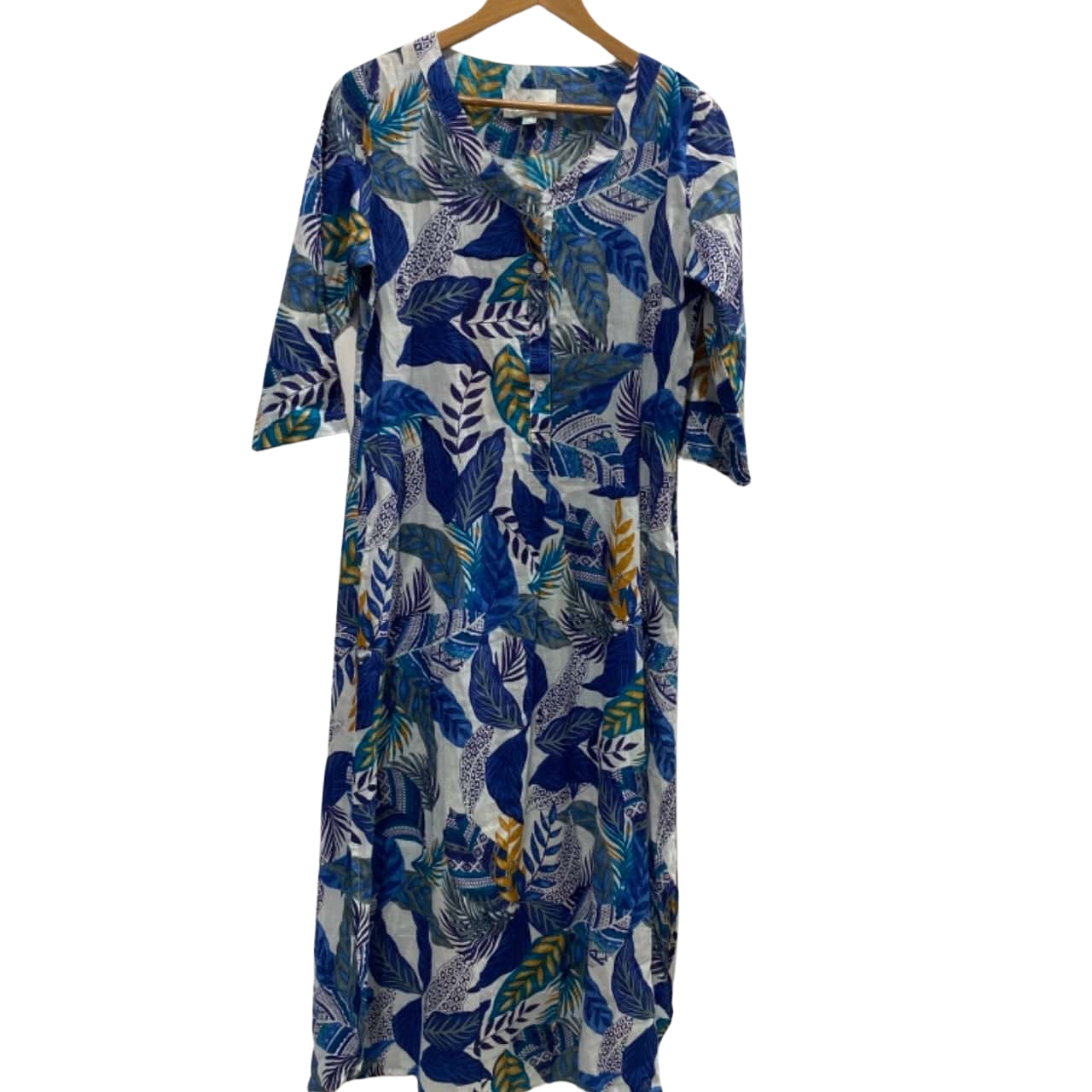 Water Colour Leaf Button Dress