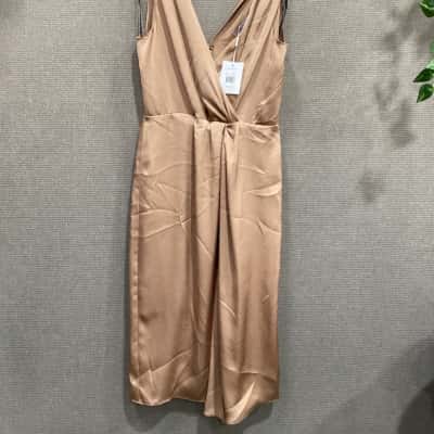 Wayne Cooper Womens  Opulent Nights Size 14 Midi Dress Gold 