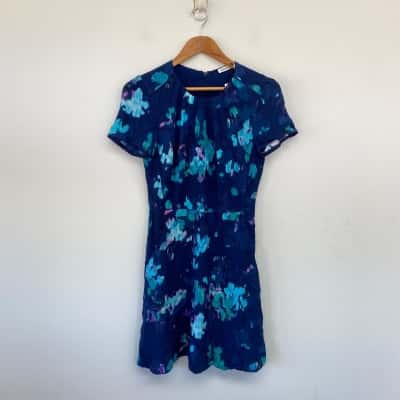 Marcs Navy Blue Digi Floral Tea Dress Size 6 