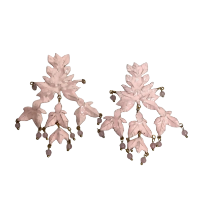  Womens Christie Nicolaides Earrings Pink Enamel and Stone with Box 