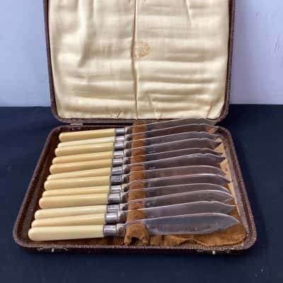 Sheffield Razor Steel Fish Knives in case 