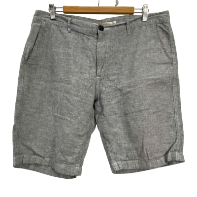 Giordano - Mens Slim Burmuda Shorts (Linen/Cotton Blend) - Size 36 (180/90A) - Grey 
