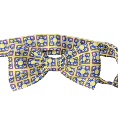  Wellington Pure Silk Bow Tie Blue / Yellow 