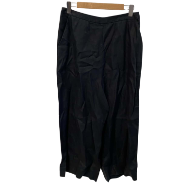 Grace Willow Womens Linen Size 12 Cropped Pants / High Waisted Pants / Wide Leg Pants Black  