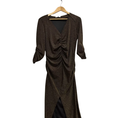 Wayne Cooper Women’s Size 16 Black and Gold Brush Strokes Dress