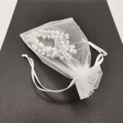 Gorgeous Cream & Pink Tone Fresh Water Pearl Bracelet (Stretchy) With Crystals 16-18cm Round