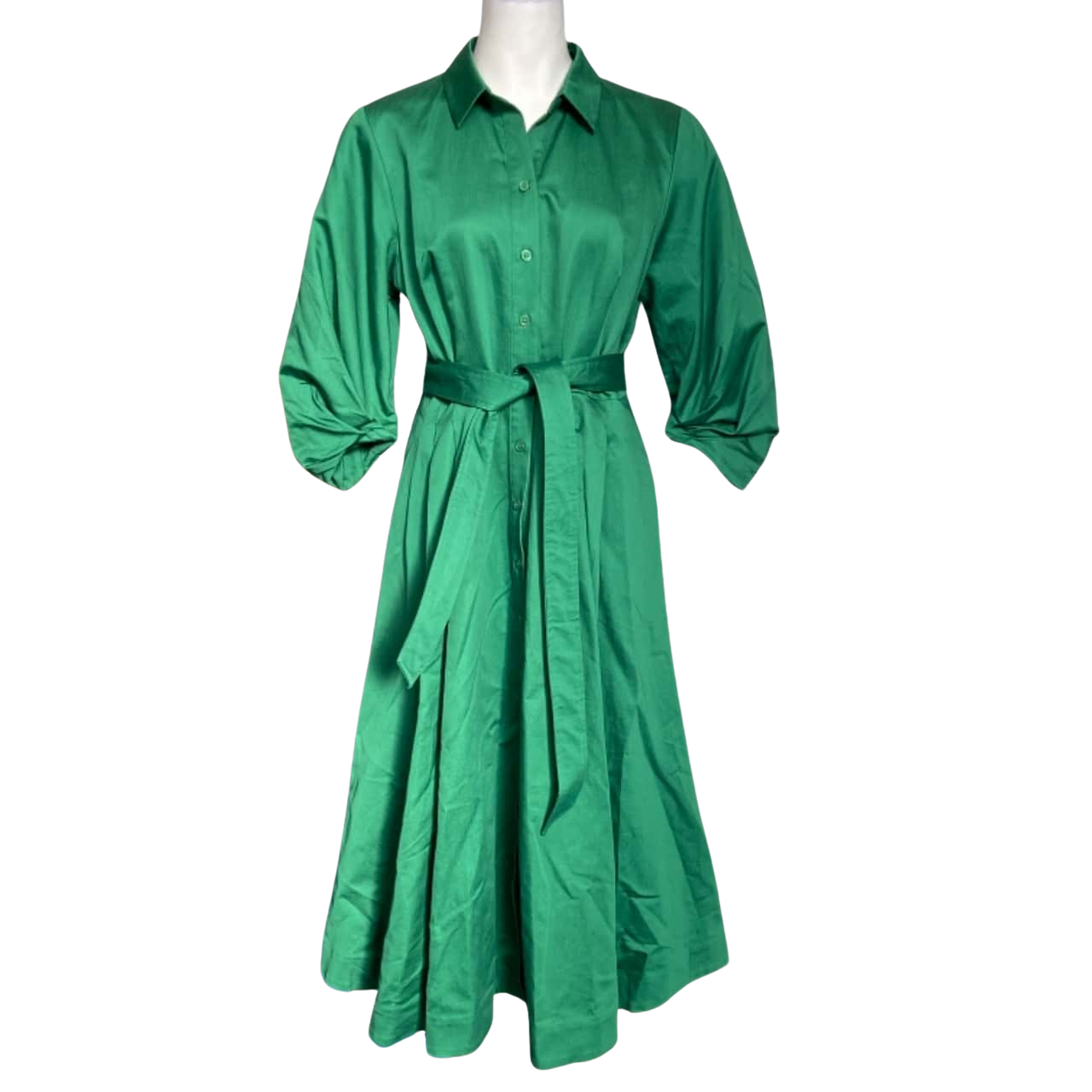 trenery green dress Trenery Brush Spot Linen Shirt Dress in True Green