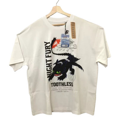 Zing “Dreamworks” DRAGONS Night Fury Toothless Size  L Short Sleeve T-shirt White 