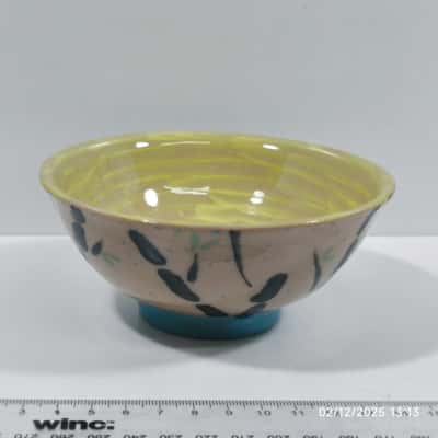 Hand Made Thrown Painted Unique Earthy Bowl Signed 