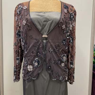  Beaded Grey Jacket and Dress