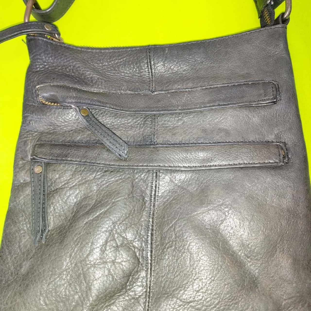 Colorado 100 Leather Cowhide Messenger Satchel Handbag Crossbody Bag Brass Zipper Vintage Men's