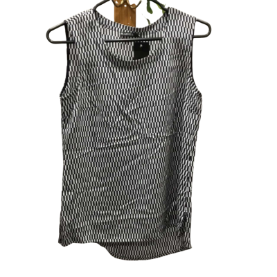 BNWT Feathers 100% Silk Navy/ White Pane Top Size XS 