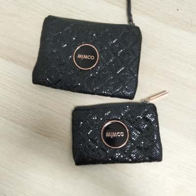 Mimco Womens Black Mesh Pouch Set of 2 VGUC  