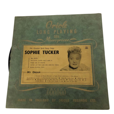 Sophie Tucker 33 1/3 Microgroove Long playing LP Oriole Records LTD - Made in England