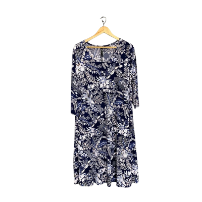 Taking Shape Navy Blue/White floral print midi dress Women's size XS