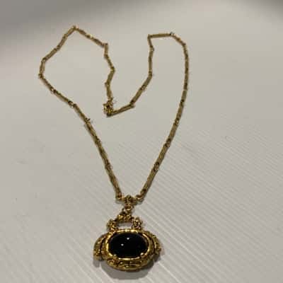  Vintage Goldette Victorian Revival Spinner Fob Pendant Necklace