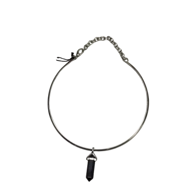 Elle Louise Silver Choker Necklace With Black Glitter Stone - BNWT