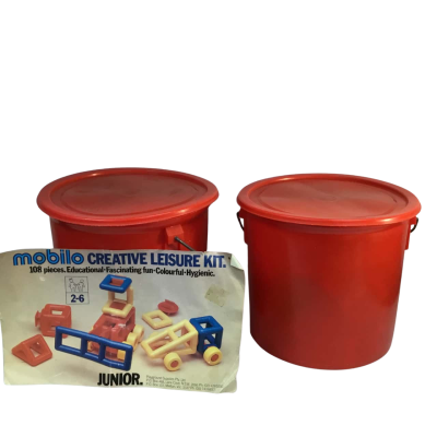 Vintage Mobilo Creative Leasire Kits as pictured 108 pieces in one tub 56 in the other