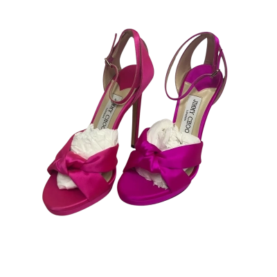 Jimmy Choo Womens  Size 37.5 Rosie 120mm Satin Sandals  