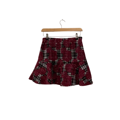 Women Skort  Size 10 Black  / Floral / Gingham / Maroon 