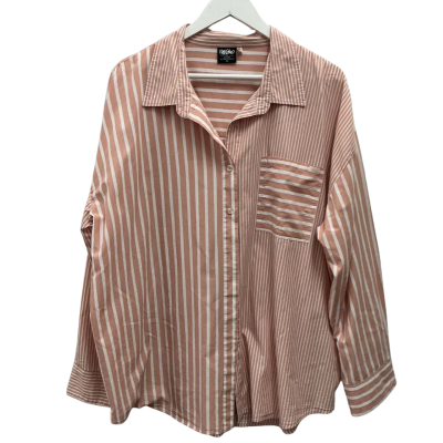Mossimo Womens  Size 16 Button Up Top Dusty Pink  / Striped / White 