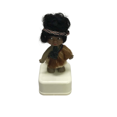 Antique Traditional Māori Pokarekare Musical Doll On Stand - Circa 1960s