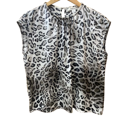 Perri Cutten Leopard Print Silk Blouse Size M
