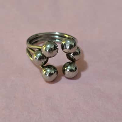  Womens Silver Bubble statement Ring 