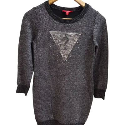 NWT Guess Lurex Knit dress Womens  Size 8 Grey 