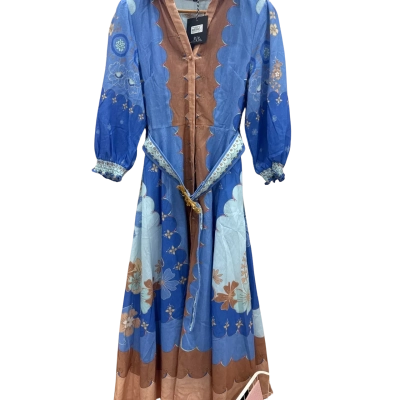 Ave. Womens  Size 12 Blue/Brown Floral Dress 