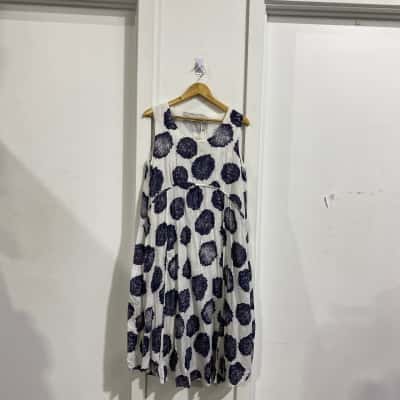 Virtuelle Womens  Size 12 Short Sleeve Dress  Blue / White 